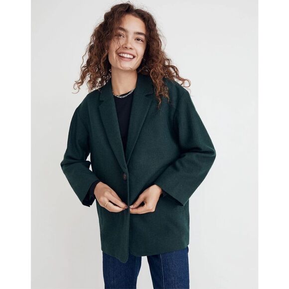 NEW Madewell The Brushed Oversized Dorset Blazer size S Hthr Dark Palm Melange G - Picture 1 of 16